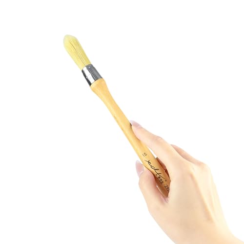 XDT#2918 Chalk Paint Brush, Wax Paint Brush Set 4 Pack for Furniture Crafts, Natural Bristle Oval Paint Brushes for All Painting and Waxing, Washable Reusable, No Shedding - size: #15#18#21#25