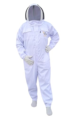 Bee Suit with Fencing Veil One Pair Gloves Polycotton Sting Proof Beekeeping Suit for Beekeeper - color: White, size: 3X-Large