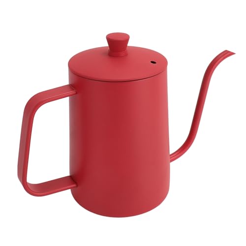 Pour Over Coffee Kettle, Gooseneck Stainless Steel Kettle, 600ml Precision Pouring Pot with Thermometer, Red Teapot for Home Brewing Coffee Tea