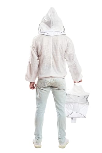 -- Beekeeping Fully Ventilated Jacket in Multi-Color with Round Veil (S, White with Two Veils) - color: White With Two Veils, size: Small