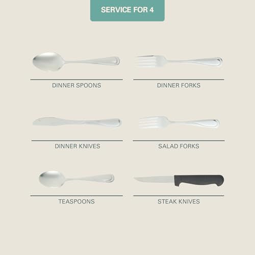Gibson Home Trillium Plus 24-Piece Stainless Steel Flatware Utensil Set with Steak Knives – Silverware Service for 4 with Teardrop Handle Design - size: Service for 4 (24pcs)