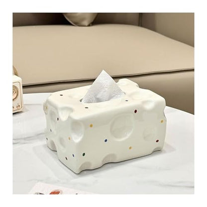 Modern Tissue Holder Ceramic Cheese Box Lid Home Decoration Food-Themed Desktop Storage Tabletop