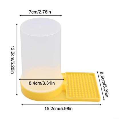 Bee Waterer Feeder for Beekeeping, Plastic Hive Entrance Drinking Box, Clear Yellow, 5.98x5.2x2.76 Inch, Lightweight & Easy Clean Tool for Bees