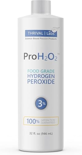 ProH2O2 3% Food Grade Hydrogen Peroxide – Natural Cleaner & Disinfectant – Suitable for Household Use – Ideal for Cleaning, Sanitizing & Gargle – 32 fl oz Refill (Pack of 6)