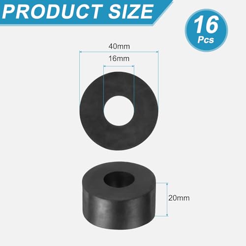 uxcell 16 Pcs Rubber Spacers 40mm OD x 16mm ID x 20mm Height Round Anti Vibration Spacer Rubber Bushing Grommets - size: 40mm OD x 16mm ID x 20mm Height