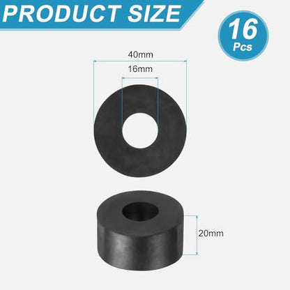uxcell 16 Pcs Rubber Spacers 40mm OD x 16mm ID x 20mm Height Round Anti Vibration Spacer Rubber Bushing Grommets - size: 40mm OD x 16mm ID x 20mm Height