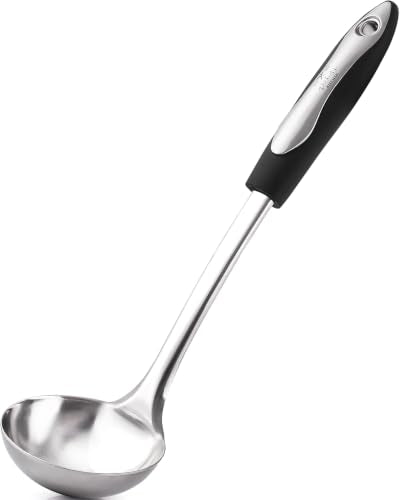 Zulay Kitchen Premium Soup Ladle - 12" Stainless Steel with Non-Slip Silicone Handle - size: Stainless Steel