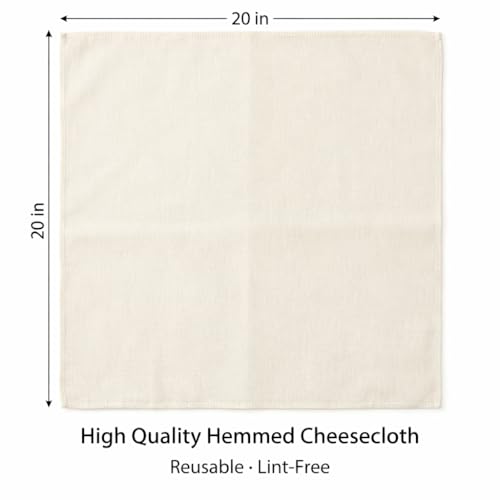 50 PCS 20x20 Inch Cheese Cloths, Grade 100 Unbleached Cotton Muslin Cloth, Reusable Cheese Cloth for Cooking, Baking, Juicing & Cheese Making