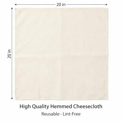 50 PCS 20x20 Inch Cheese Cloths, Grade 100 Unbleached Cotton Muslin Cloth, Reusable Cheese Cloth for Cooking, Baking, Juicing & Cheese Making