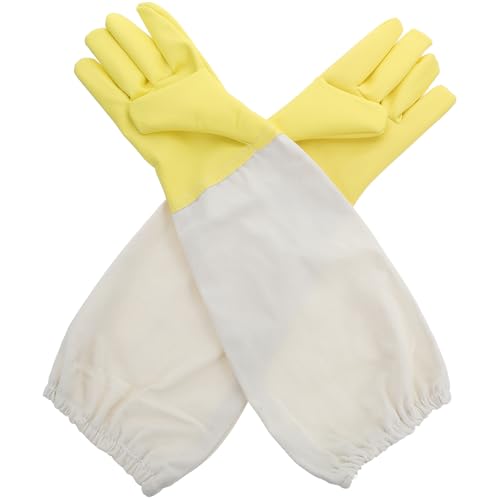 COHEALI Pu and Canvas Beekeeping Gloves with Long Sleeves for Beekeepers, High Durability and Flexibility Protective Work Gloves for Gardening and Outdoor Work Scenarios