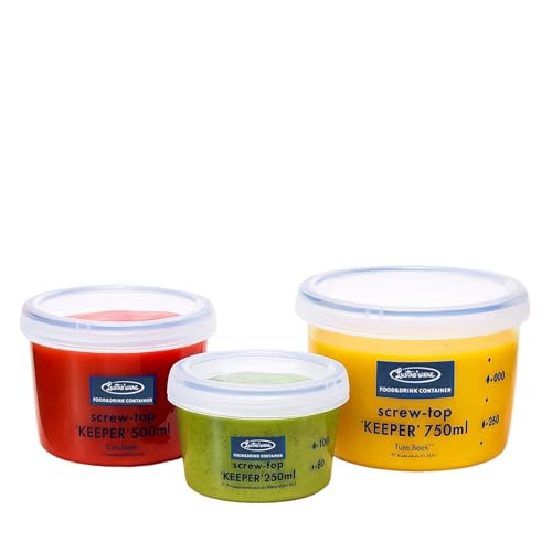 Set of 3, Lustroware Airtight Nestable Food Storage Containers with Lids, Reusable BPA Free Meal Prep Canisters with Measurement Marks, Pantry & Fridge Organization, Microwave Safe (8.5, 17, 25 oz) - size: 8.5/17/25 oz