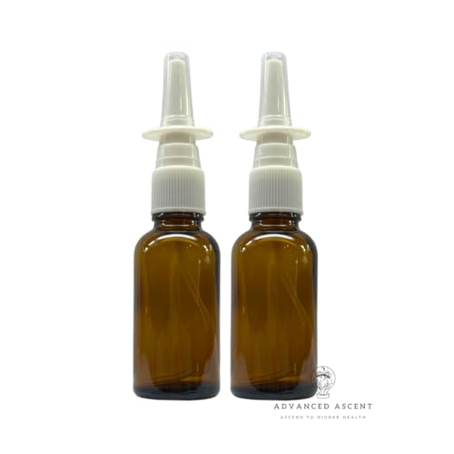 Amber Glass 1 oz Nasal Sprayer! EMPTY, Refillable, Travel Sized, Quality Glass for Saline Applications! (2 Pack) - size: 2 Count (Pack of 1)