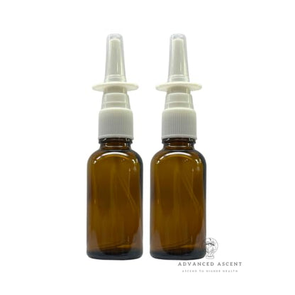 Amber Glass 1 oz Nasal Sprayer! EMPTY, Refillable, Travel Sized, Quality Glass for Saline Applications! (2 Pack) - size: 2 Count (Pack of 1)