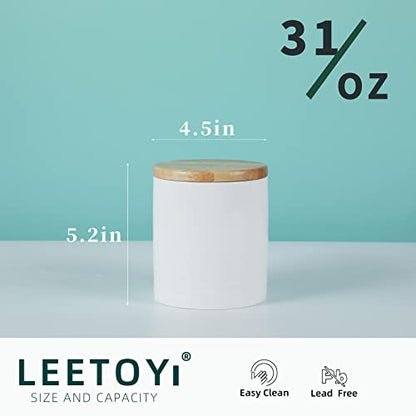 LEETOYI Ceramic Food Storage Jar with Seal Lid, Serving for Ground Coffee, Tea, Sugar, Salt and More - 31 Oz (White) - color: White