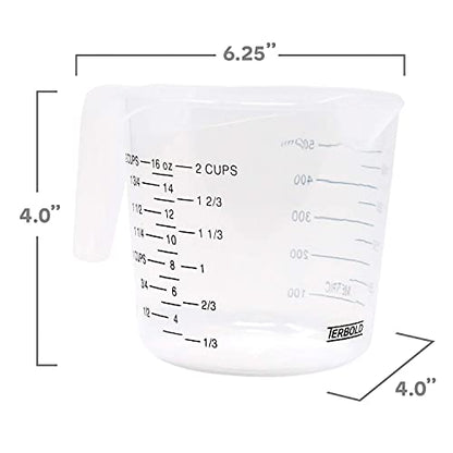 3pc Liquid Measuring Cups Set - 1 Cup, 2 Cup, 1 Quart | Clear Plastic Measure Cups with Long Handles