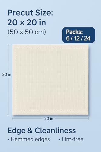 24 Pcs Cheesecloth for Straining 20x20 Inch – Reusable Grade 100 Muslin Cloth, Ultra-Fine 56x42 Weave, 100% Unbleached Cotton with Hemmed Edges, Cheese Cloth Strainer for Yogurt, Nut Milk & Baking - size: 24 PCS - 20x20 Inch