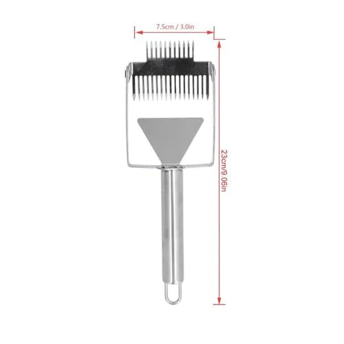 2-in-1 Double Head Honey Scraper, Stainless Steel Beekeeping Uncapping Tool with Wooden Handle for Honeycomb Processing(Metal Handle)