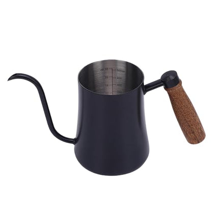 Aramox Pour Over Kettle, 600ML Stainless Steel Coffee Pot with Thermometer, Precision Control for Home Barista and Tea Lovers (Black) - color: Black