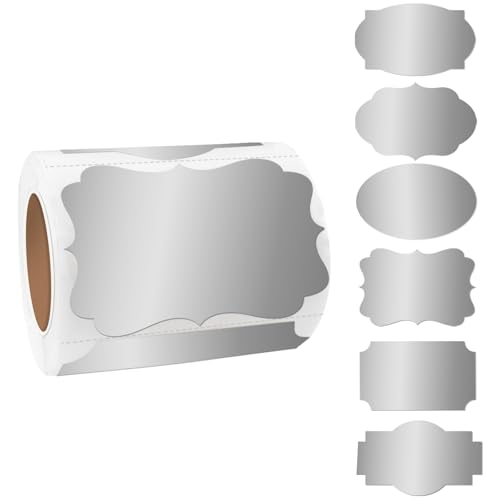 Silver Labels, 250 Pcs 2" x 3" Fancy Shape Stickers for Storage Box, Food Jars, Gift Tags - color: Silver, size: 2*3 inch