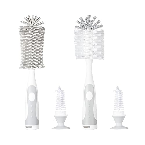 Chemimoso Multifunctional Cleaning Brush, Baby Bottle Brush, Water Bottle Brush Cleaner, Cup Brush, Rotate The Suction Cup to Obtain The Small Bristle Brushes Hidden in Handles, Set A, Grey - color: Grey 1