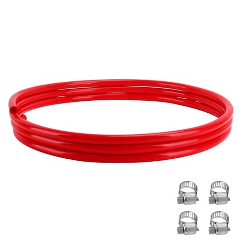 Beer CO2 Gas Line Kit - 10ft PVC CO2 Tubing Hose & 4PCS Stainless Steel Hose Clamp Solid Red Non-toxic Odorless Bendable Keg CO2 Line for 5/16’’ Barb Ball Lock, D Coupler Gas Dispense Brewing - size: 10ft-Red Gas Line