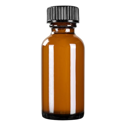 Restaurantware Vetri 1 Ounce Boston Glass Bottles, 48 Sample Bottles With Black Phenolic Caps - Dishwashable, Round, Amber Glass Bottle, For Potion, Juice, Ginger Shots, Whiskey, Liquids - color: Amber, size: 1 oz