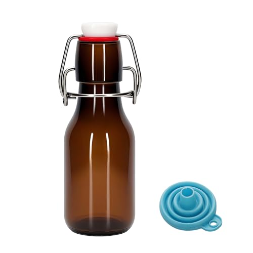 1Pc Amber Swing Top Brewing Bottles with Leak Proof Easy Caps, Glass Beer Bottle Flip Top Bottles For Kombucha, Kefir, Vanilla Extract, Beer (4oz Round)