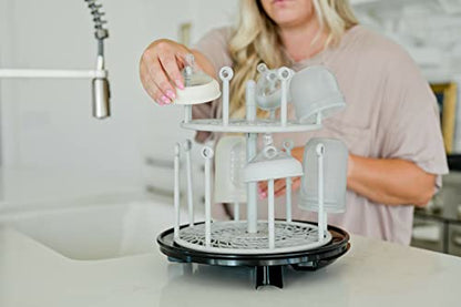 The First Years Spin Stack Bottle Drying Rack - Black - 2-Tier Rotating Countertop Drying Rack for Up to 16 Bottles - Baby Essentials for Everyday Use - color: Black