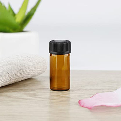 50Pack Set 1ML Amber Glass Bottle with Orifice Reducer and Cap Small Essential Oil Vials (1ML) - size: 1ML