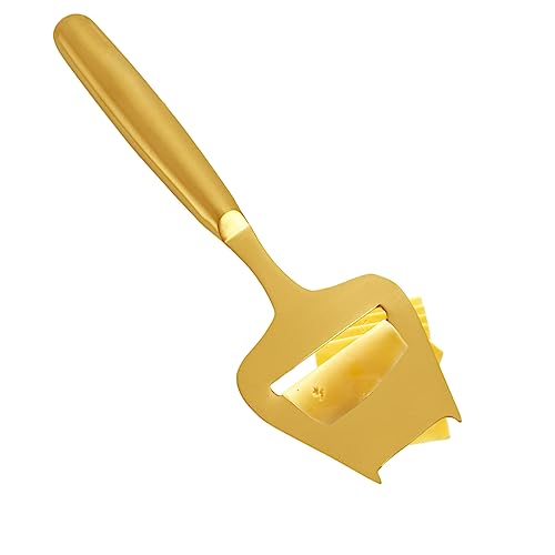 Cheese Slicer Golden Stainless Steel Cheese Cutters for Block Cheese, Cortador de queso, Handheld Plane Cheese Knife for Semi-Hard Cheese, Gold