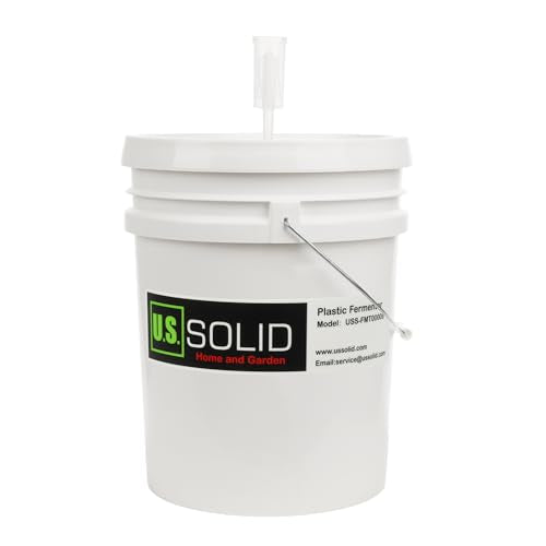 U.S. Solid Plastic Fermenter - 5 Gallon Food-Grade Fermenting Bucket Homebrewing Fermentor with Spigot and Airlock BPA Free - size: 5 gallon(1-PACK)
