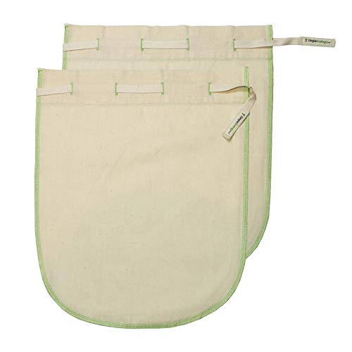Simple Ecology Organic Cotton Fine Mesh Muslin Straining Bags – Reusable, 100% Natural, Microplastics-Free Nut Milk Filters (Large 2 Pack) for Almond Milk, Cold Brew & Juice - size: Nutmilk Set (Large 2 Pack)