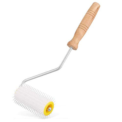 Flexzion 11" Stainless Steel Cold Uncapping Serrated Blade Knife and 12" Plastic Needle Roller, Bee Hive Wax Scraper Uncapper Extractor Beekeeping Tool Equipment for Beekeepers Honey Extracting