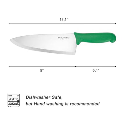8 inch Japanese High Carbon Stainless Steel Chef Knife Set, Professional Extra Sharp Wide Cook Knife with Non-slip Ergonomic Handle, for Kitchen Home Restaurant - color: Green