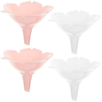 4pcs Plastic Funnel Set Creative Cherry Blossom Flower Shape Liquid Separator Smooth Oil Transfer Funnel for Kitchen Powder Dry Goods Multi-Purpose White