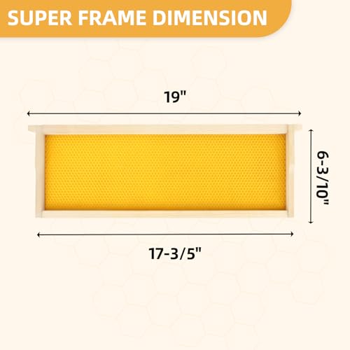 Medium Beehive Frames and Wax Foundations,10 Pack Honey Bee Frames with Wooden Bee Hive Frames and 100% Beeswax Coated Foundations, 6-1/4-Inch (Yellow) - size: 10 Pack Medium Frames-Yellow