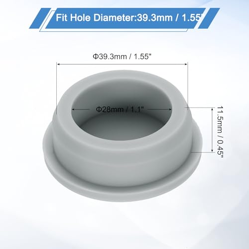 uxcell Silicone Rubber Plug, High Temp Round Hole Plug Waterproof Rubber Stopper Pipe End Caps Fit 39.3mm/1.55" for Bathtub Bottle Sealing, Grey - size: 39.3mm/1.55"