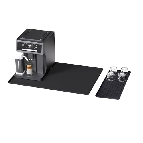 Silicone Coffee Mat, 24"X16" Heat-Resistant,Eco-friendly,Hygienic Drying Pad,Leak-Proof and Non-Slip,Removable Silicone Mat with Concave and Convex Design,（Black 24X16） - color: Black, size: 24" x 16"
