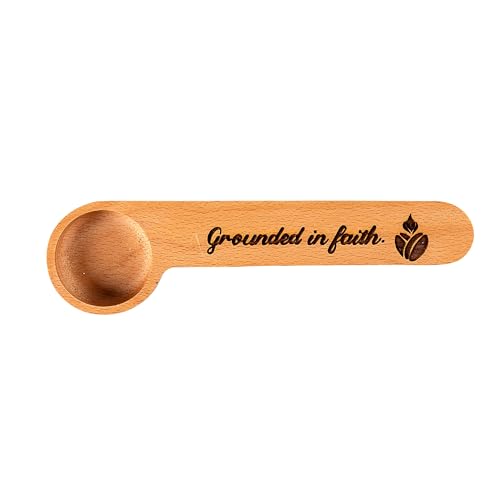 Grounded in Faith Coffee Scoop – Stainless Steel Measuring Spoon with Engraved Christian Message – Catholic Coffee Accessory & Gift
