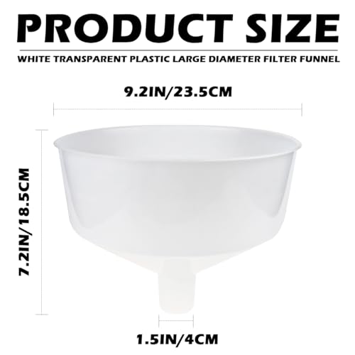 DOERDO Filling Funnel Plastic Wide Mouth Canning Funnel Oil Resin Filter Cup for Kitchen,Garden, Garage, 9.2x9.2x7.2Inch