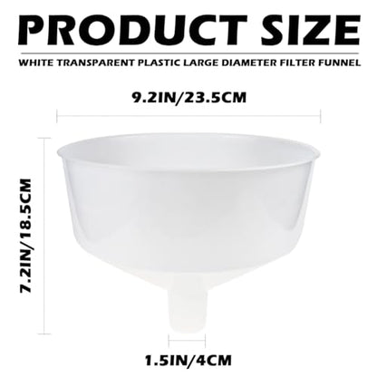 DOERDO Filling Funnel Plastic Wide Mouth Canning Funnel Oil Resin Filter Cup for Kitchen,Garden, Garage, 9.2x9.2x7.2Inch