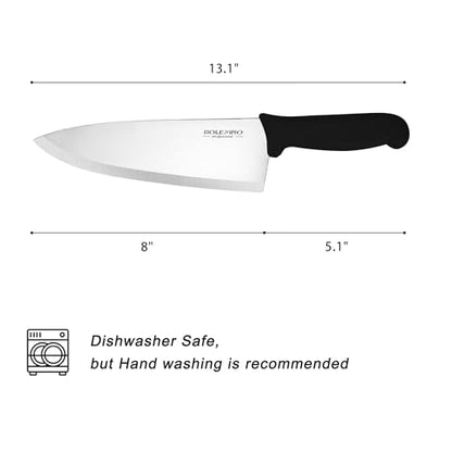 8 inch Japanese High Carbon Stainless Steel Chef Knife Set, Professional Extra Sharp Wide Cook Knife with Non-slip Ergonomic Handle, for Kitchen Home Restaurant - color: Black