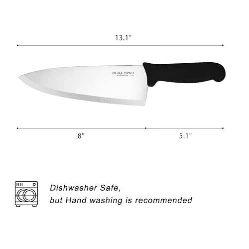 8 inch Japanese High Carbon Stainless Steel Chef Knife, Professional Extra Sharp Wide Cook Knife with Non-slip Ergonomic Handle, for Kitchen Home Restaurant - color: Black