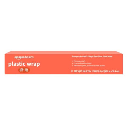 Amazon Basics Plastic Food Wrap, BPA Free, Microwavable, 200 Sq Ft, Pack of 1 - size: 200 Sq Ft (Pack of 1)