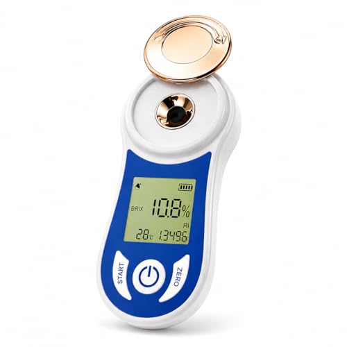 Digital Brix Refractometer 0-55% with ATC, ±0.15% Accuracy, 3-Second Results, Rechargeable Sugar Content Tester for Fruits, Juice, Home Brewing, Wine, Coffee