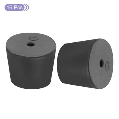 MECCANIXITY Rubber Tapered Plug 26mm to 32mm Solid Test Tubes Bungs Stopper with Hole Black for Lab Home 16 Pieces - size: 26mm-32mm