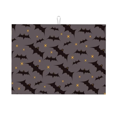 Star Bats Witchy Dish Drying Mat For Kitchen Counter, Super Absorbent Microfiber Dish Drying Pad, Kitchen Gadgets For Easy Clean Multi-Use Large 18"x24" - color: Star Bats Witchy