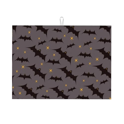 Star Bats Witchy Dish Drying Mat For Kitchen Counter, Super Absorbent Microfiber Dish Drying Pad, Kitchen Gadgets For Easy Clean Multi-Use Large 18"x24" - color: Star Bats Witchy