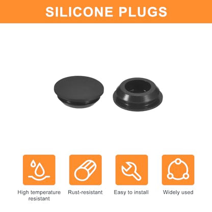 uxcell 25Pcs Silicone Plugs, Rubber Round Snap in Locking Hole Plugs for 15.5-17mm Hole, Hole Stoppers Waterproof Hole Plug for Metal Tube, Furniture End Caps Inserts, Black - size: 15.5-17mm