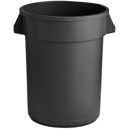PRO&Family Commercial Round Trash Can, Ingredient Bin, Heavy-Duty Plastic, Anti-Static, Kitchen, Office, Outdoor Use (Black, 32 Gallon) - color: Black, size: 32 Gallon